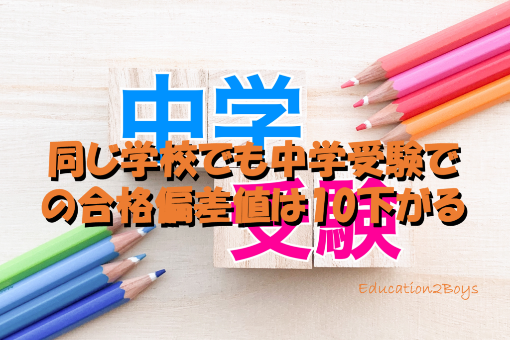 同じ学校でも中学受験での合格偏差値は10下がる